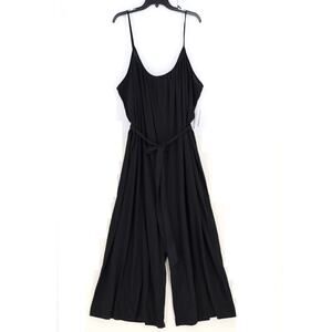 Eloquii Women Black Cotton Knit Adjustable Straps Tank Jumpsuit Plus Size 26/28
